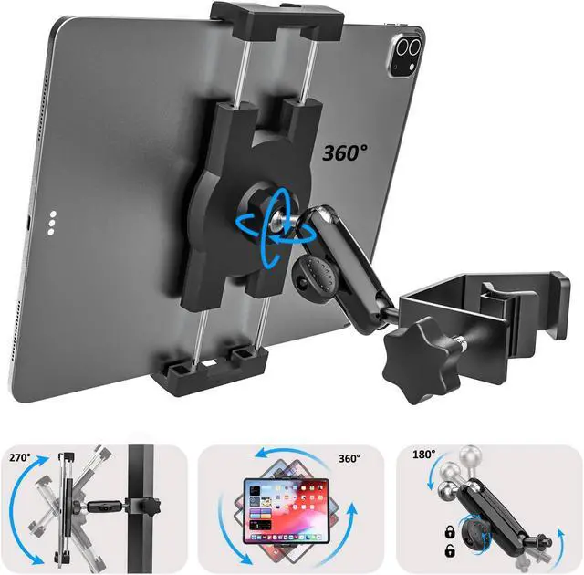 Alt view image 4 of 5 - Golf Cart Tablet Holder, Square Tube Tablet Phone Mount for Yamaha/Club Car/EZGO [Stable & Durable] Golf Metal Clamp for iPad Pro Air Mini, Galaxy Tabs, Fire, iPhone, 4-12.9"