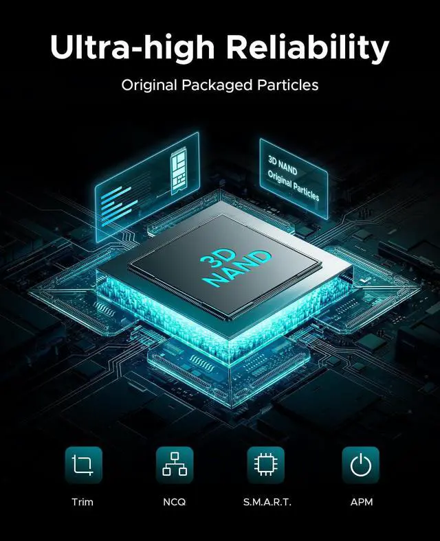Alt view image 3 of 5 - PHIXERO High-Performance M.2 NGFF SSD 500MB/S 512GB Compact, Fast, and Powerful Storage Solution for Laptops and Desktops