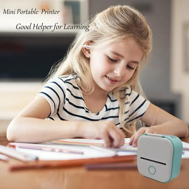 Alt view image 4 of 5 - Zplumestarxx T02 Mini Printer Print Pod Portable Bluetooth Note Buddy Thermal Mini Sticky Note Sticker Inkless Printer with 4 Rolls Paper Compatible with Phone & Tablet White