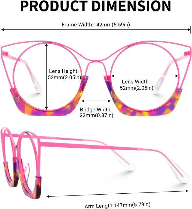 Alt view image 4 of 5 - Zeelool Chic Round Glasses for Women Blue Light Blocking Glasses Anti Eyestrain Glasses ZJGT735843-04 Tortoise-Pink