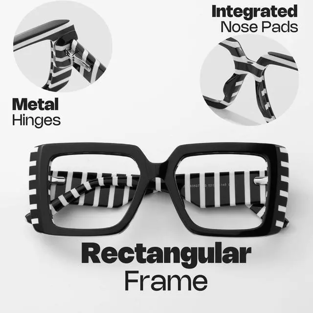 Alt view image 3 of 5 - Zeelool Blue Light Blocking Glasses for Women, Rectangle Glasses Frame Eyeglasses with Clear Lenses Anti Eyestrain & UV from Computer/TV/Phone ZJGA838378-03B