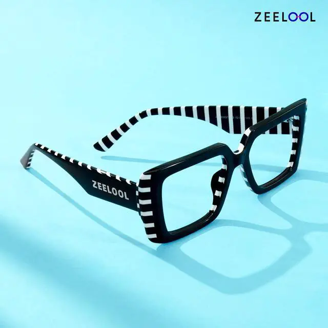 Alt view image 4 of 5 - Zeelool Blue Light Blocking Glasses for Women, Rectangle Glasses Frame Eyeglasses with Clear Lenses Anti Eyestrain & UV from Computer/TV/Phone ZJGA838378-03B