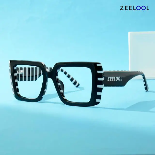 Alt view image 5 of 5 - Zeelool Blue Light Blocking Glasses for Women, Rectangle Glasses Frame Eyeglasses with Clear Lenses Anti Eyestrain & UV from Computer/TV/Phone ZJGA838378-03B