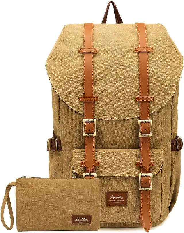 Main image of KAUKKO Travel Laptop Backpack, Outdoor Rucksack, Causal backpack Fits 15.6"(Canvas Khaki2pc)