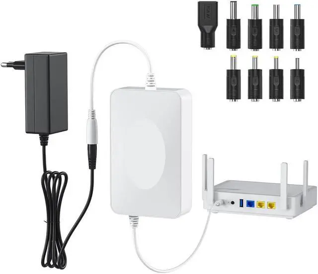 Main image of Skazeke Rechargeable 9V 15000mAh DC Output Lithium ion Battery Pack for LED Strip, CCTV Camera and More, DC 9V External Battery Power Bank with 2A Charger, 9PCS DC Port, White (55.5, Watts)