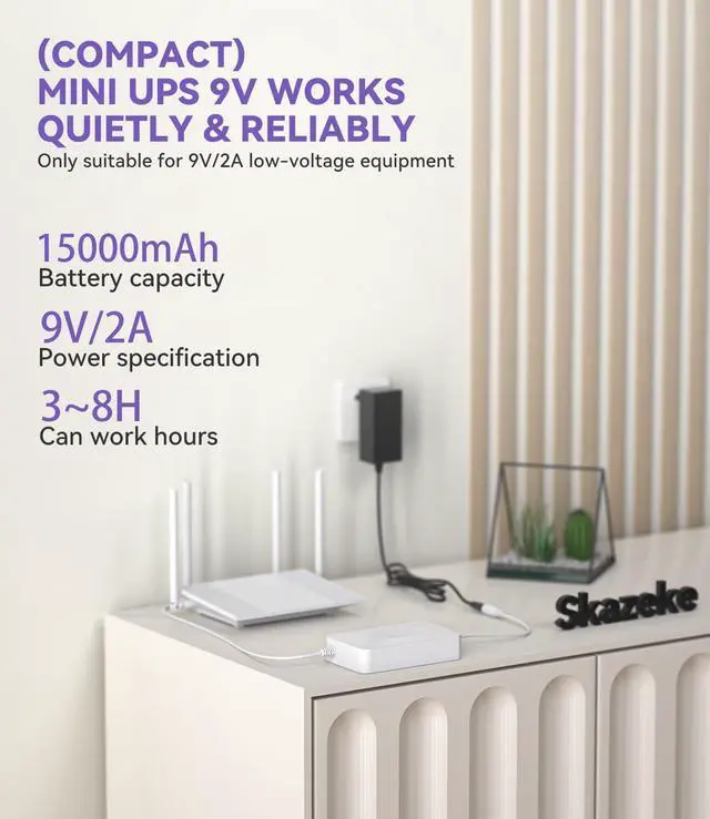 Alt view image 3 of 5 - Skazeke Rechargeable 9V 15000mAh DC Output Lithium ion Battery Pack for LED Strip, CCTV Camera and More, DC 9V External Battery Power Bank with 2A Charger, 9PCS DC Port, White (55.5, Watts)