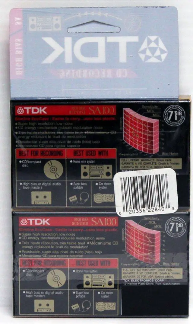 Alt view image 2 of 2 - TDK SA100 High Bias IECII/TYPEII 2 pack Cassette Tapes