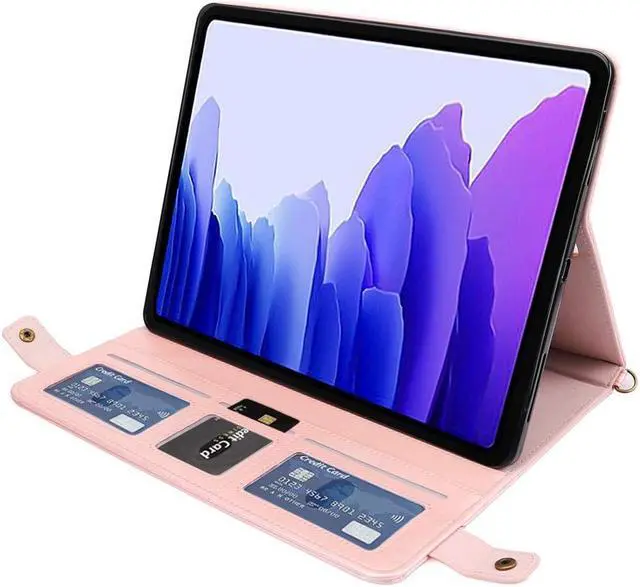 Alt view image 3 of 5 - Handbag Case for Samsung Galaxy Tab S10 Ultra/S9 Ultra/S8 Ultra 14.6", Techcircle Folio Stand Crossbody Wallet Case with S Pen Holder+Card Slots Thin Pocket+Hand Strap+Shoulder Strap, Rose Gold