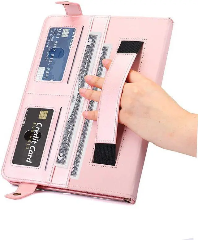Alt view image 5 of 5 - Handbag Case for Samsung Galaxy Tab S10 Ultra/S9 Ultra/S8 Ultra 14.6", Techcircle Folio Stand Crossbody Wallet Case with S Pen Holder+Card Slots Thin Pocket+Hand Strap+Shoulder Strap, Rose Gold