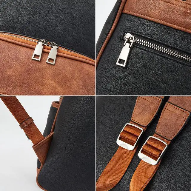 Alt view image 5 of 5 - Telena Leather Laptop Backpack for Women Business Casual College Bags Black-Brown