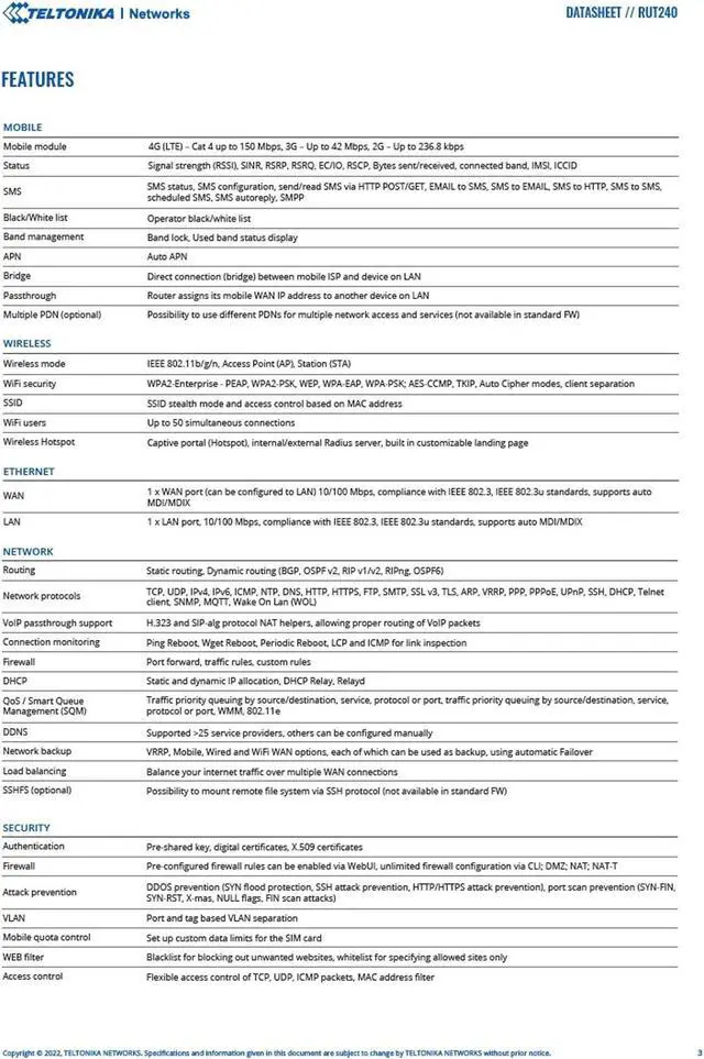 Alt view image 3 of 5 - Teltonika RUT2400AU000 - RUT240-01 3G 4G LTE MiFi Router (US/Canada Version) (Modem Only - Prime)