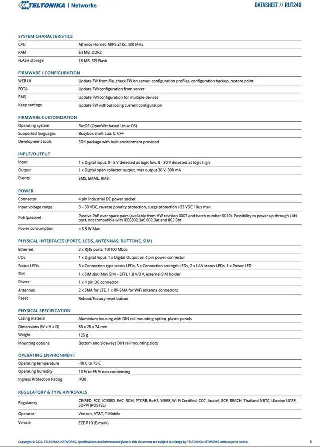 Alt view image 5 of 5 - Teltonika RUT2400AU000 - RUT240-01 3G 4G LTE MiFi Router (US/Canada Version) (Modem Only - Prime)