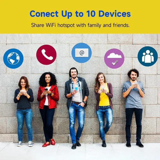 Alt view image 4 of 5 - FREEBOT 4G LTE Mobile Hotspot Router with 10GB Global Data 365 Days, Portable WiFi Hotspot Device for Travel, Connects Up to 10 Devices, No Contract or SIM Card Required