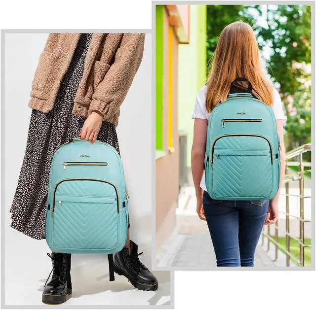 Alt view image 2 of 5 - YAMTION Backpack Women,15.6 Inch Laptop Backpack for Business Work Office College,Light Green