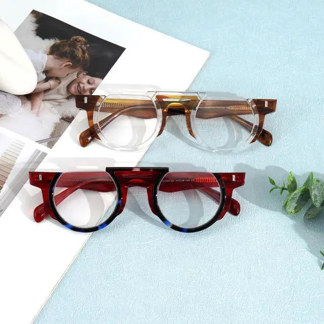 Alt view image 3 of 5 - Zeelool Classic Half-frame Round Blue Light Blocking Glasses for Men ZJGA332547-04 Brown