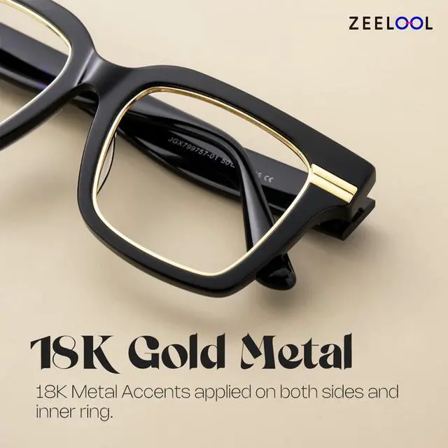 Alt view image 4 of 5 - Zeelool Black Blue Light Blocking Glasses for Women, Oversized Square Glasses Frame Personality Fit Eyeglasses Eyegwear with Non-prescription Clear Lenses Taylor