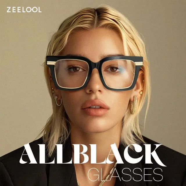 Alt view image 2 of 5 - Zeelool Black Blue Light Blocking Glasses for Women, Oversized Square Glasses Frame Personality Fit Eyeglasses Eyegwear with Non-prescription Clear Lenses Taylor