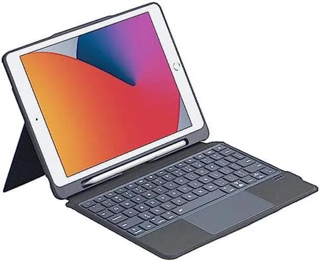 Main image of Zoof Keyboard case for iPad 10.2-inch(7th, 8th and 9th Generation) Bluetooth Keyboard with trackpad, Wireless Keyboard, Magnet Detachable Backlit Keyboard - Black Grey