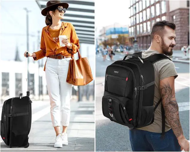 Alt view image 5 of 5 - ZOMFELT Rolling Backpack, X-Lare Travel Backpack with Wheels, Carry on Backpack with 3 Packing Cubes, 18 Inch Wheeled Laptop Backpack for Men Women Adults to Travel Work Business Black