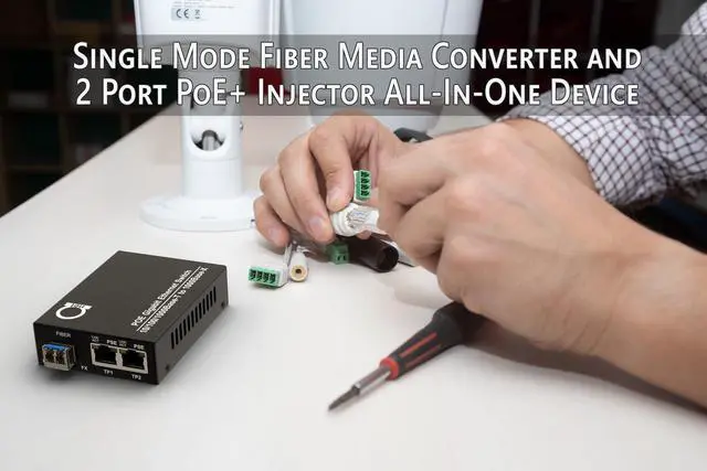 Alt view image 4 of 5 - 2 PoE Port Gigabit PoE/PoE+ Single Mode LC 1310nm Fiber Media Converter - Supplies IEEE 802.3 PoE & PoE+ PSE Power Over Ethernet & Extends over Singlemode Fiber with PoE PSE Support up 20km (12.42 Mi)