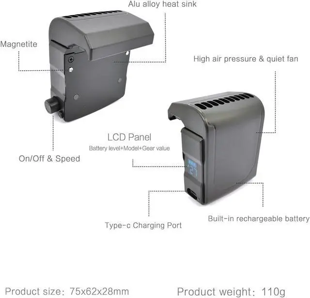 Alt view image 5 of 5 - 3.0 Steam Deck Fan Cooler,Cooling Fan for Steam Deck Worked with or Without case,Protect Steam Deck from High Temperature,Gaming Stable