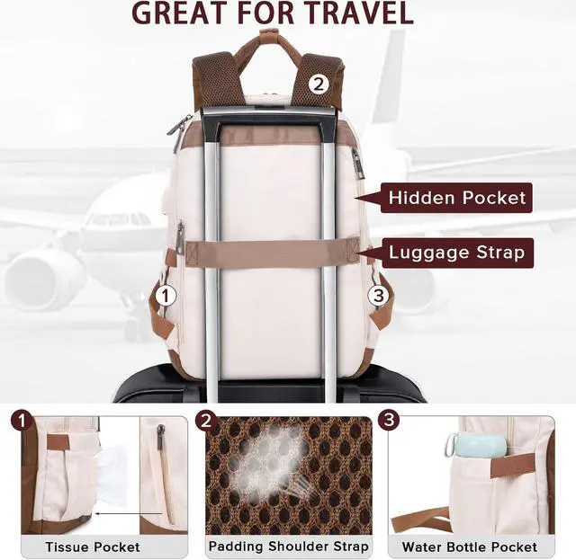 Alt view image 4 of 5 - Angel Kiss Backpack Purse for Women, Large Travel Backpack with USB Port, Anti-Theft Design, Water-Resistant Daypack for Casual and Business for Work Beige-Khaki