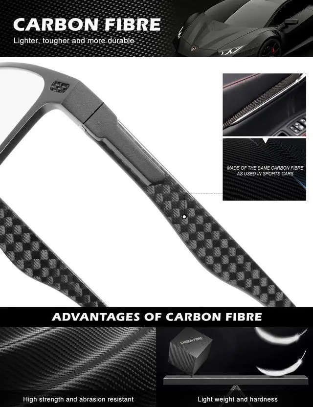 Alt view image 3 of 5 - ANYLUV Reading-Glasses-Men Mens Reading Glasses: Blue Light Reader Glasses Carbon Fiber Computer Screen Blocking Glasses