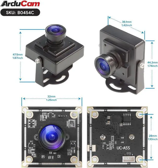 Alt view image 2 of 5 - Arducam OV5648 USB Camera Module, 5MP Webcam, 110°(D) Wide Angle Manual Focus USB Camera for Windows, Linux, Android, and Mac OS