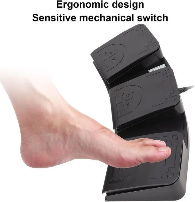 Alt view image 3 of 5 - USB Foot Switch,3 Key PC USB Triple Foot Switch Pedal,Three Program Computer Keyboard Mouse Game Action USB Foot Pedal,Support MIDI Multifunction Ergonomic Sensitive