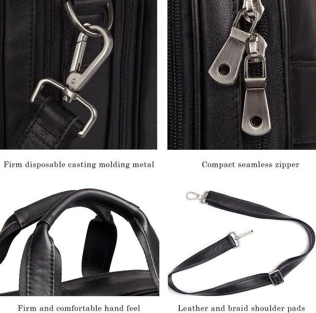 Alt view image 5 of 5 - Augus Leather Briefcase Business Travel Genuine Leather Duffel Bags for Men Laptop Bag fits 17 inches Laptop With YKK Zipper