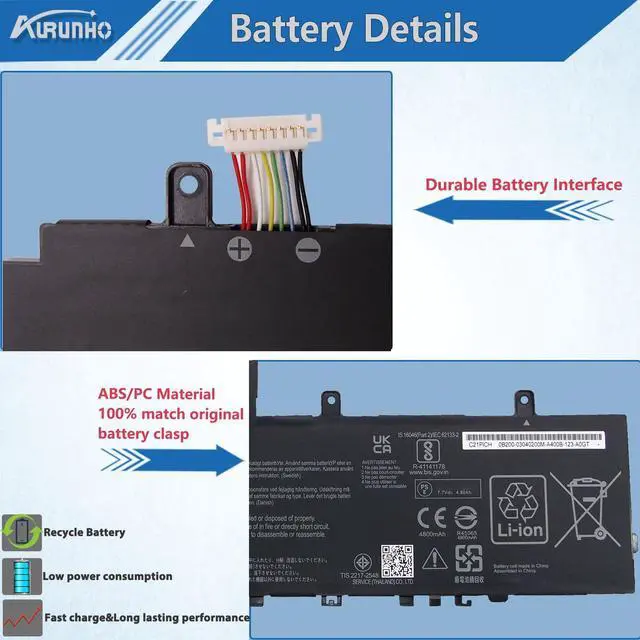 Alt view image 3 of 5 - AURUNHO C21N1807 Laptop Battery Replacement for ASUS CX22NA C223NA C223NA-1A C223NA-1B C223NA-DH02 C223NA-GJ0025 VivoBook E12 E203NA E203NA-FD020TS E203NA-FD048T E203NA-FD088T E203NA-FD026T C21PiCH