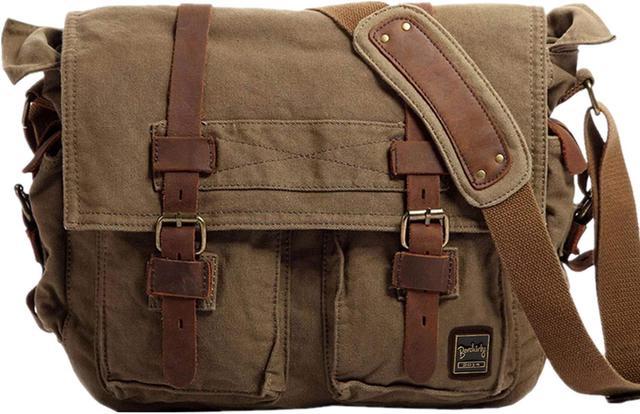 Berchirly Mens Military Canvas Messenger Bag Crossbody College Shoulder Bags Sling Satchel For 17.3Inch Laptop Newegg