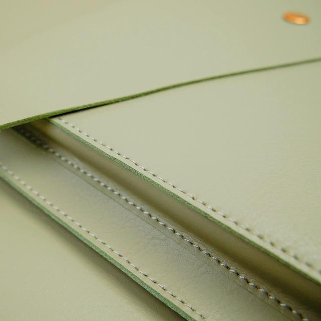 Alt view image 5 of 5 - Benfan Leather Laptop Sleeve Compatible with New 14 inch MacBook Pro A2992/2918 M3 A2779/A2442,Old MacBook Air 13 A1466 A1369, Old MacBook Pro 13 A1502 A1425, Surface Laptop 13.5 Color Grey Green