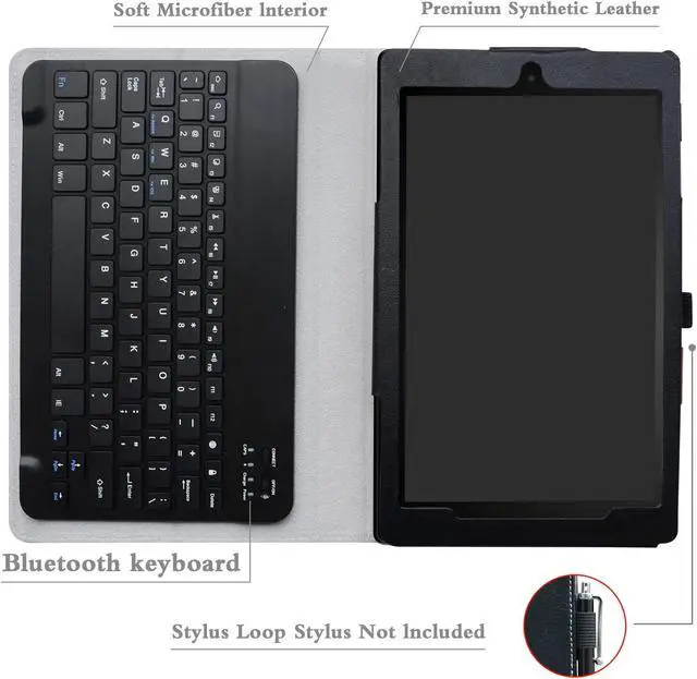 Alt view image 4 of 5 - MAMA MOUTH for Amazon Fire HD 10 Keyboard Case,Slim Stand PU Leather Cover with Romovable Keyboard for Amazon Fire HD 10 (5th /7th /9th Generation) 10.1" Tablet,Black