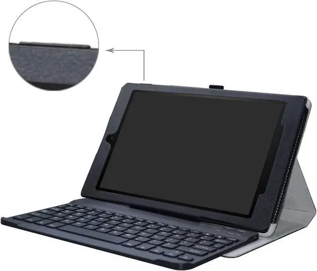 Alt view image 2 of 5 - MAMA MOUTH for Amazon Fire HD 10 Keyboard Case,Slim Stand PU Leather Cover with Romovable Keyboard for Amazon Fire HD 10 (5th /7th /9th Generation) 10.1" Tablet,Black
