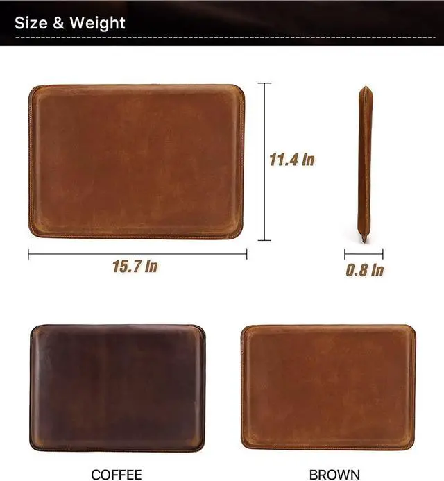 Alt view image 5 of 5 - CataPurus Top Grain Leather 16.2" Slim PC Sleeve Case, Solid Vintage Design, Handmade, Compatible with MacBook Pro 16.2" A2485 M1 Max 15" Touch Bar A2141 A1707 Pro 16" Touch ID A1990, Coffee 16.2 Inch