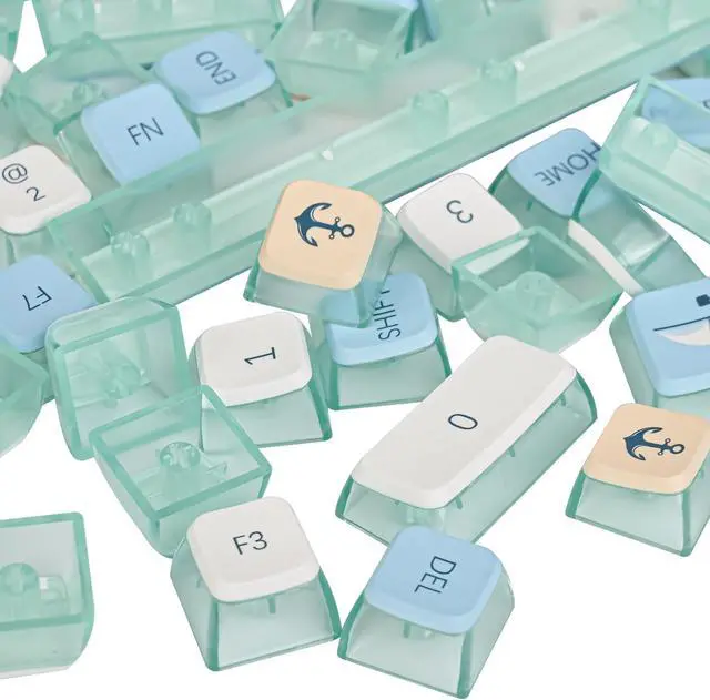 Alt view image 5 of 5 - Colorful Summer Blue ASA Custom keycaps 118 Keys Double-Shot Key Cap Set for Cherry/Gateron MX switches 60 Percent / 64/61 Gaming Mechanical Keyboard(Colorful Summer Blue)