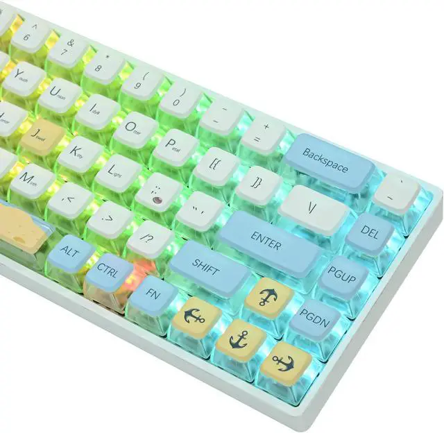 Alt view image 2 of 5 - Colorful Summer Blue ASA Custom keycaps 118 Keys Double-Shot Key Cap Set for Cherry/Gateron MX switches 60 Percent / 64/61 Gaming Mechanical Keyboard(Colorful Summer Blue)