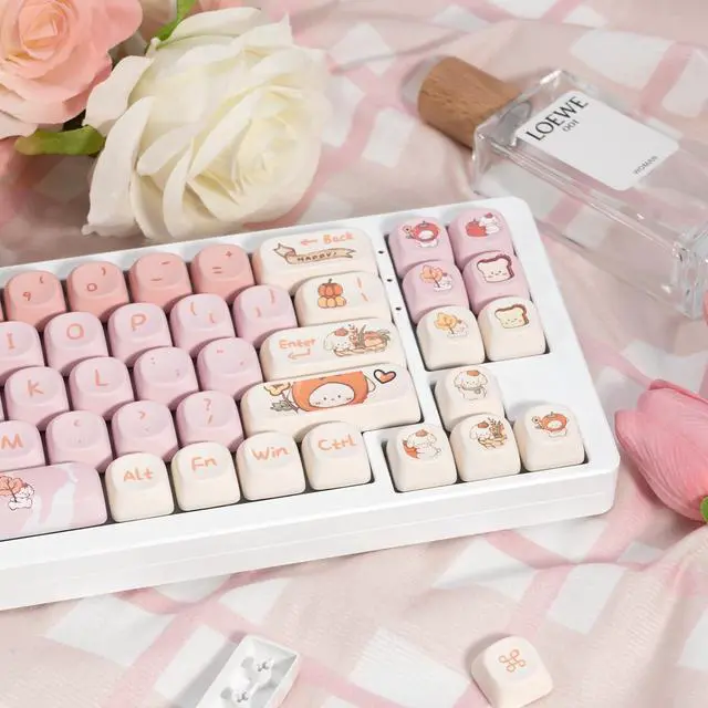 Alt view image 5 of 5 - COOMICKEY PBT Keycaps, 140 Keys Custom Keycaps Cute Dye-Sublimation Pink Dog Theme Keycap Set MOA Profile Key Caps for US Layout Cherry Gateron MX Swithes Mechanical Keyboards