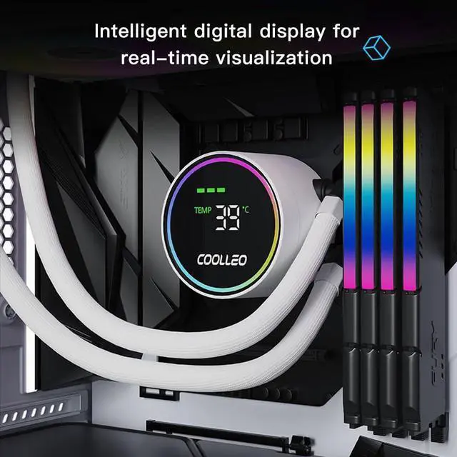 Alt view image 3 of 5 - COOLLEO ICE Fairy 240 Digital ARGB 240mm AIO CPU Cooler,Three-Phase Nine-Stage Water Pump 280W TDP Liquid CPU Cooler for AMD AM4/AM5 & Intel LGA 115X/1200/1700