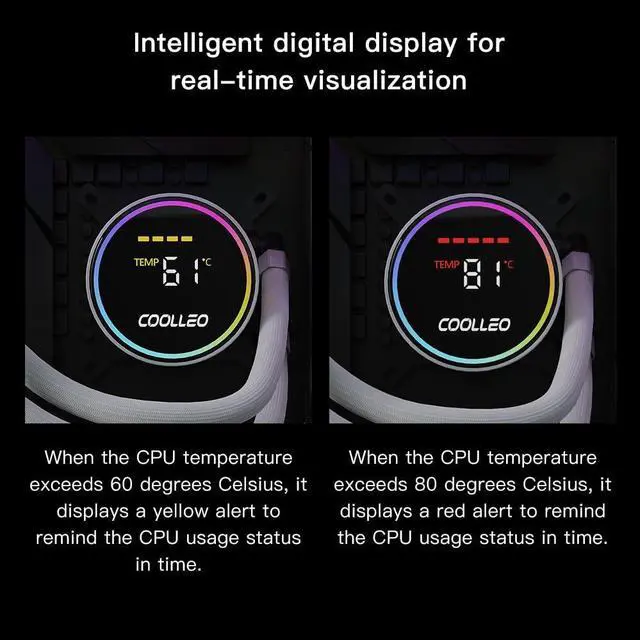 Alt view image 5 of 5 - COOLLEO ICE Fairy 240 Digital ARGB 240mm AIO CPU Cooler,Three-Phase Nine-Stage Water Pump 280W TDP Liquid CPU Cooler for AMD AM4/AM5 & Intel LGA 115X/1200/1700