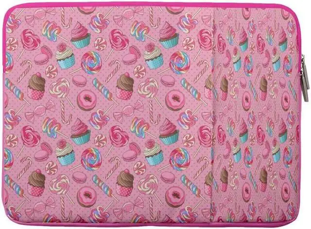 Alt view image 2 of 4 - Cupcakes Donuts Laptop Sleeve Bag Compatible with MacBook Air/Pro, 13-13.3 inch Notebook, Compatible with MacBook Pro 14 Inch, MacBook Air M2 Sleeve 13 Inch, Canvas Protective Case with Pocket