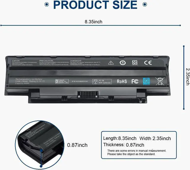 Alt view image 2 of 5 - J1KND Laptop Battery 11.1V 48Wh Compatible with Dell Inspiron N5110 M5040 N5010 N7010 N4110 N7110 N4050 N4010 N5050 N5040 N5030 M5010 M5110 N3010,Vostro 1450 1440 1540 1550 3750 3550 3450 0JXFRP 9T48V