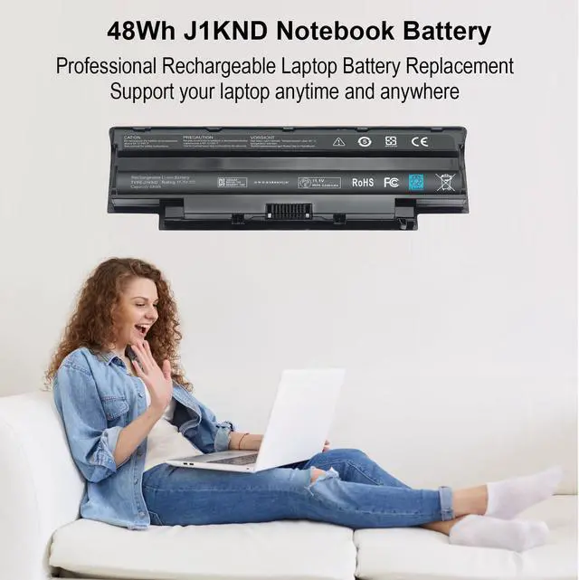 Alt view image 4 of 5 - J1KND Laptop Battery 11.1V 48Wh Compatible with Dell Inspiron N5110 M5040 N5010 N7010 N4110 N7110 N4050 N4010 N5050 N5040 N5030 M5010 M5110 N3010,Vostro 1450 1440 1540 1550 3750 3550 3450 0JXFRP 9T48V