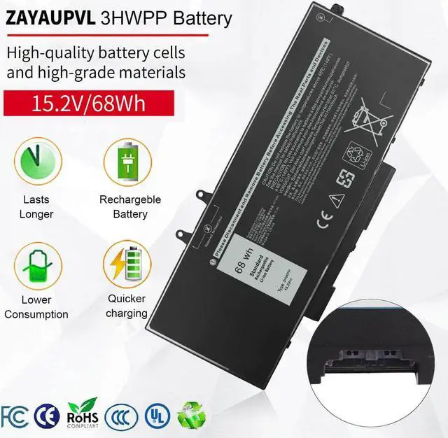 Alt view image 2 of 5 - ZAYAUPVL 3HWPP Battery for Dell Latitude 5410 5510 5501 5401 5411 5511 Precision 3541 3551,Inspiron 7706 2-in-1, Inspiron 17 7500 7506 2-in-1 Black 03HWPP 10X1J N2NLL 1VY7F 451-BCMN 68Wh 15.2V