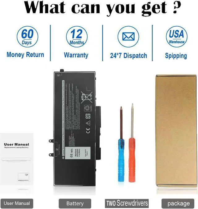 Alt view image 5 of 5 - ZAYAUPVL 3HWPP Battery for Dell Latitude 5410 5510 5501 5401 5411 5511 Precision 3541 3551,Inspiron 7706 2-in-1, Inspiron 17 7500 7506 2-in-1 Black 03HWPP 10X1J N2NLL 1VY7F 451-BCMN 68Wh 15.2V