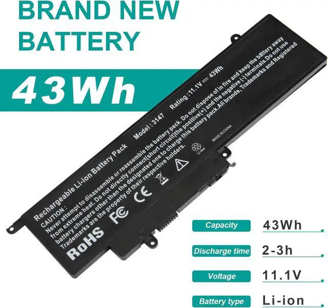 Alt view image 2 of 5 - GK5KY Laptop Battery for Dell Inspiron 11 3000 3147 3148 3153 3152 3157 3158 15 7000 7558 7568 13 7353 7359 7347 7348 7352 92NCT 092NCT 4K8YH 04K8YH RHN1C 0WF28 P20T P20T001 P55F P55F001 451-BBKK