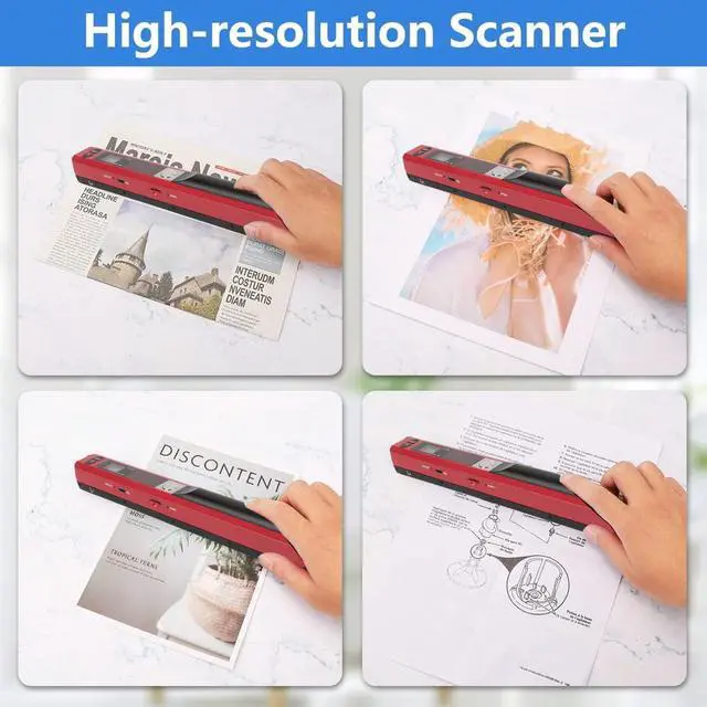 Alt view image 2 of 5 - Fafeicy Portable Handheld Image Scanner, 900 DPI Multifunctional A4 Document Scanner for Home and Office Use, Easy to Use, Wide Application (Red)