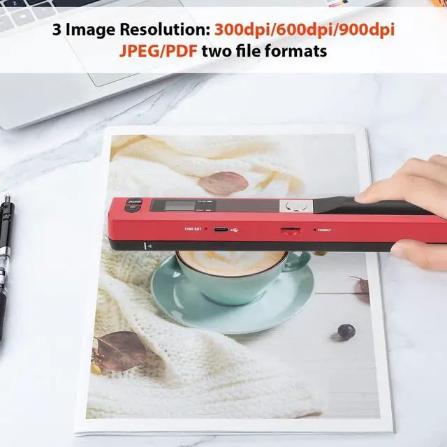 Alt view image 4 of 5 - Fafeicy Portable Handheld Image Scanner, 900 DPI Multifunctional A4 Document Scanner for Home and Office Use, Easy to Use, Wide Application (Red)