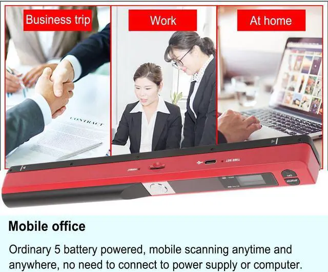 Alt view image 5 of 5 - Fafeicy Portable Handheld Image Scanner, 900 DPI Multifunctional A4 Document Scanner for Home and Office Use, Easy to Use, Wide Application (Red)